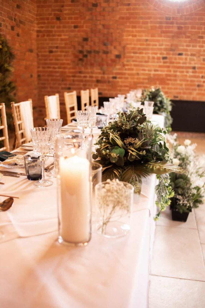 candles and foliage top table