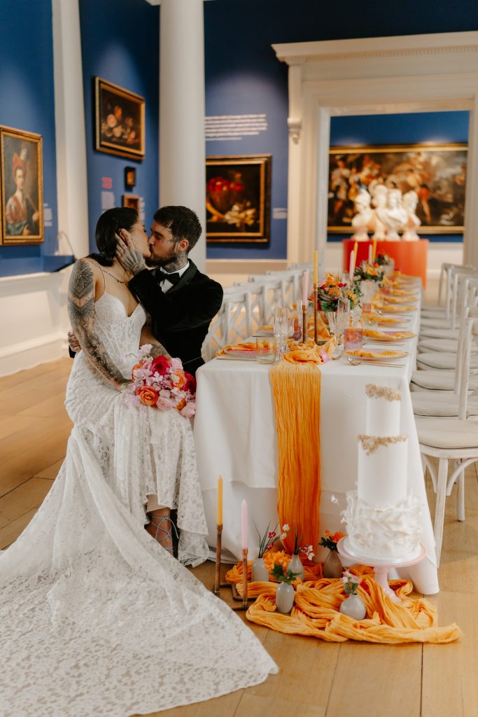 bride and groom at wedding breakfast
