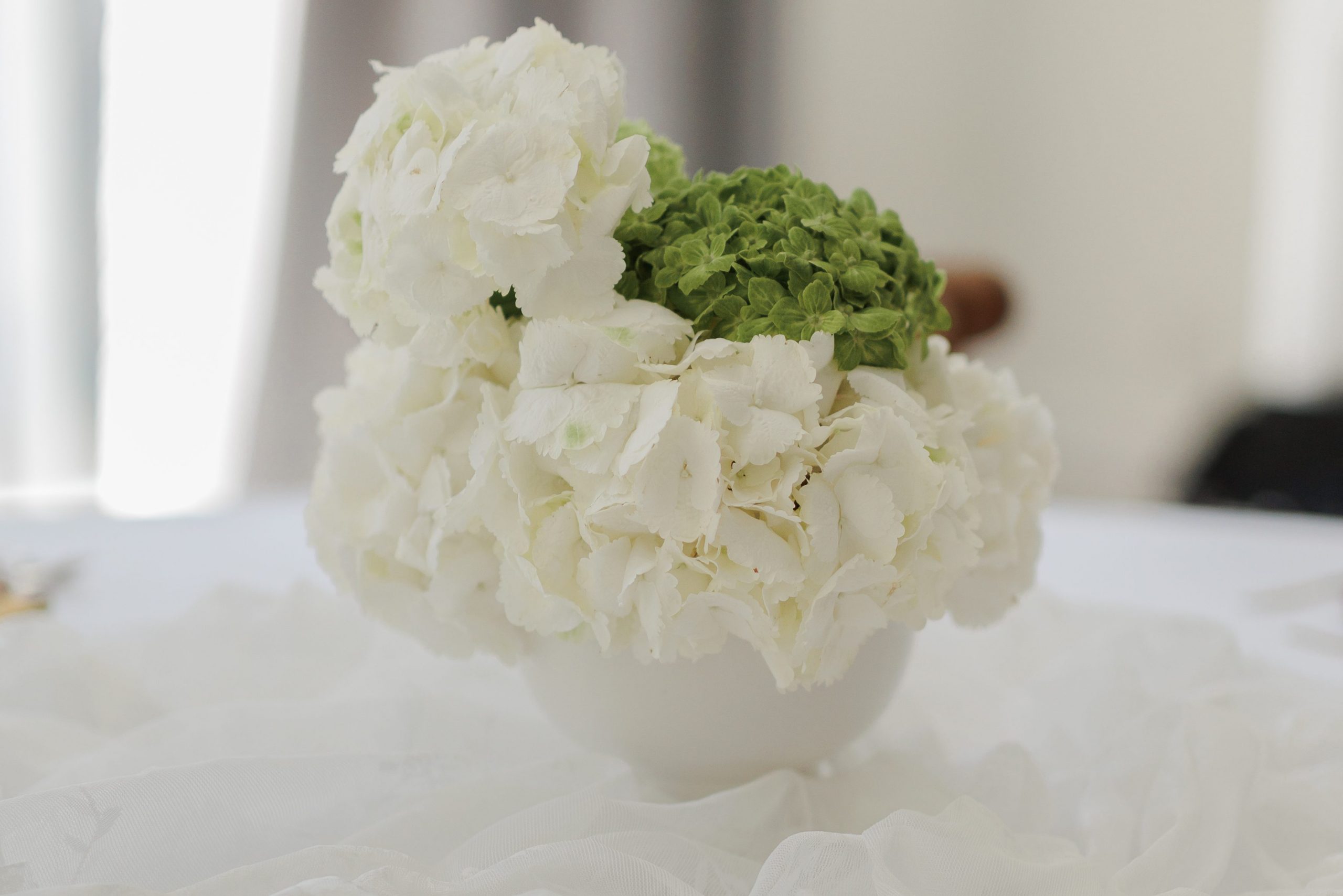 hydrangea flower wedding centrepiece