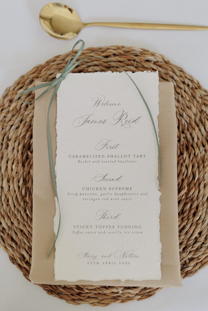 seagrass charger plate napkin and menu