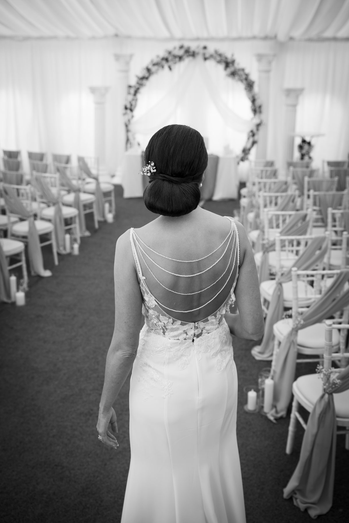 bride looking down the aisle