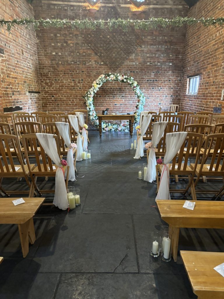 wedding aisle and floral Moorgate