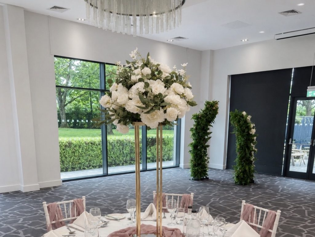 ivory floral centrepiece