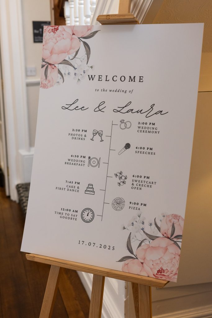 welcome sign and easel