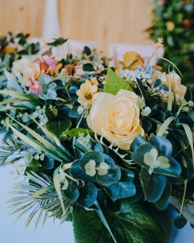 silk flowers close up