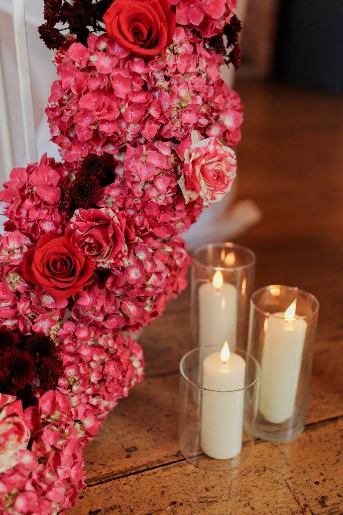 red fresh flower waterfall