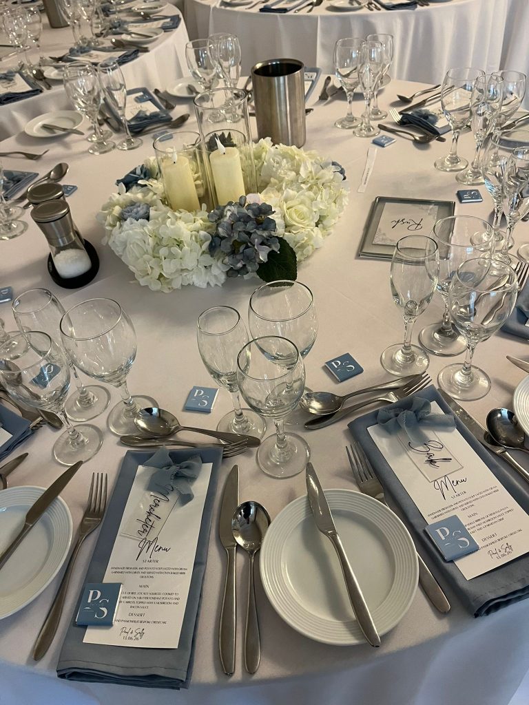 low candle and silk flower centrepiece