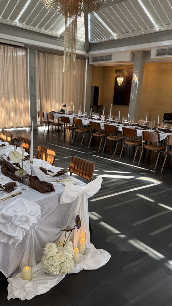 table draping a fabric styling