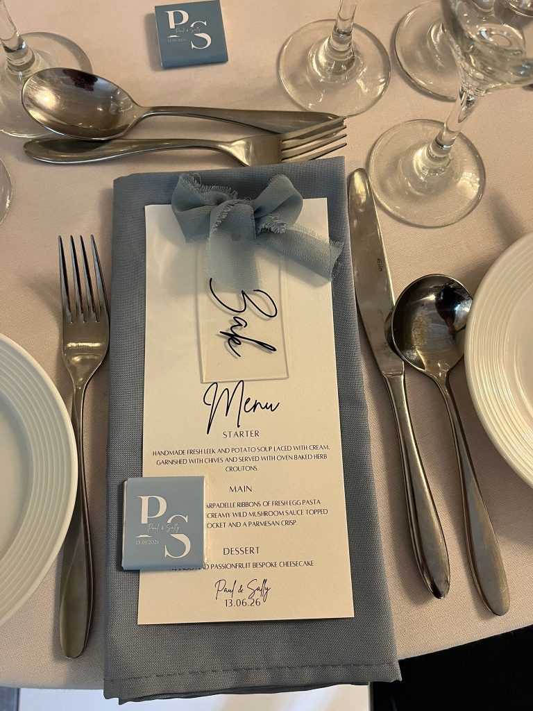 bespoke menu and name tag