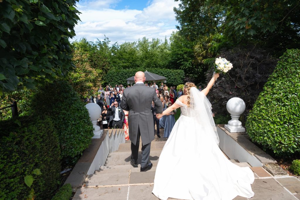 bride and groom celebrating