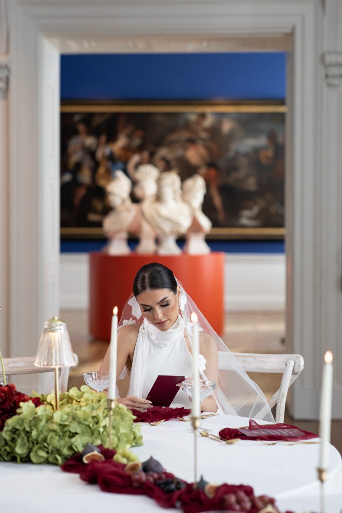 bride at wedding breakfast