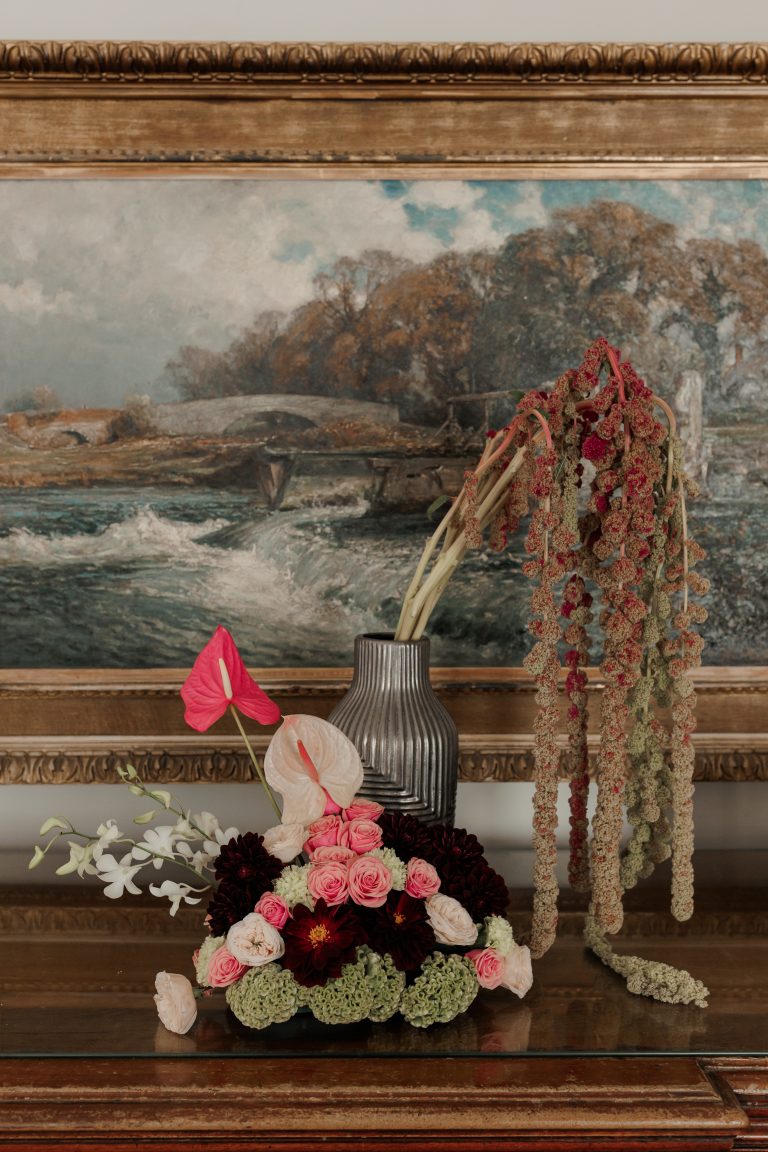 artistic wedding flowers and ouil painting
